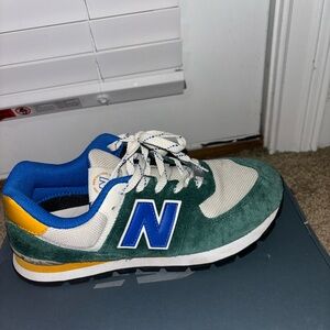new balance 574 rugged green royal blue